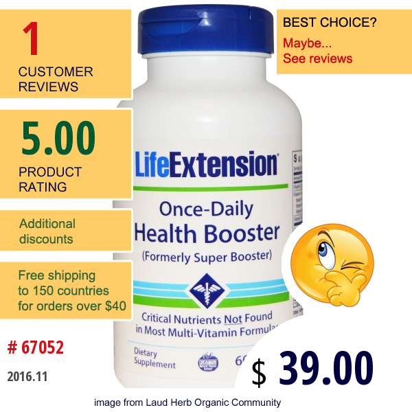 Life Extension, Once-Daily Health Booster, 60 Softgels Life Extension, Once-Daily Health Booster, 60 Softgels