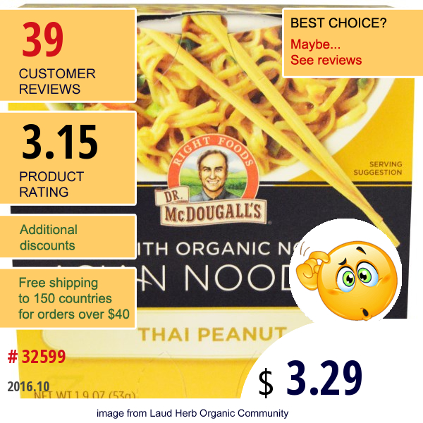 Dr. Mcdougalls, Asian Noodles, Thai Peanut, 1.9 Oz (53 G)  
