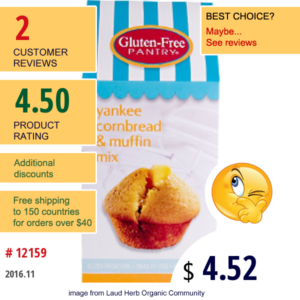 Gluten-Free Pantry, Yankee Cornbread & Muffin Mix, 12 Oz (341 G)  