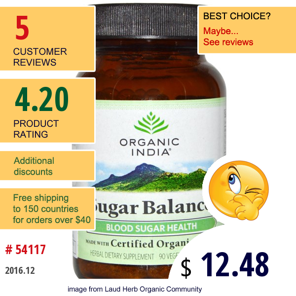 Organic India, Sugar Balance, 90 Veggie Caps  