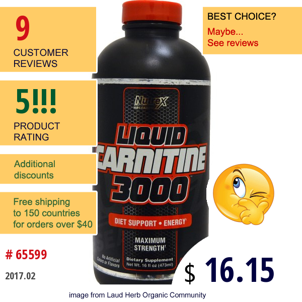 Nutrex Research Labs, Liquid Carnitine 3000, Berry Blast, 16 Fl Oz (473 Ml)