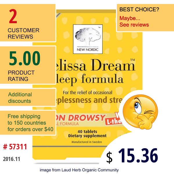 New Nordic Us Inc, Melissa Dream, Sleep Formula, 40 Tablets
