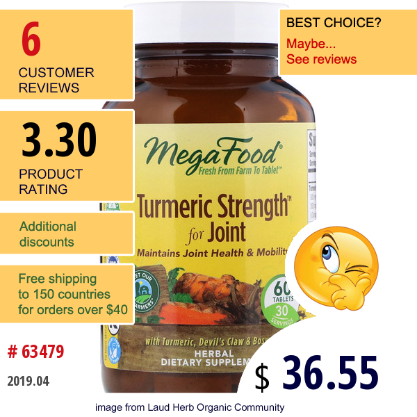 Megafood, Turmeric Strength For Joint, 60 Tablets