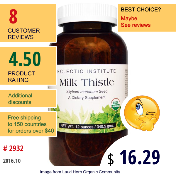 Eclectic Institute, Milk Thistle , 12 Oz (340.5 G)