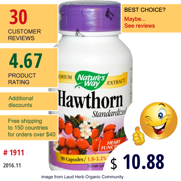 Natures Way, Standardized Hawthorn, 90 Veggie Caps