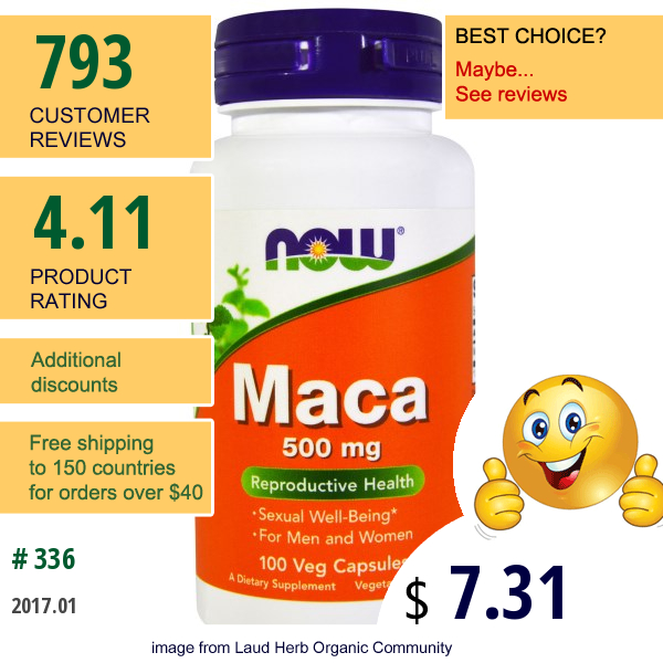 Now Foods, Maca, 500 Mg, 100 Veggie Capsules