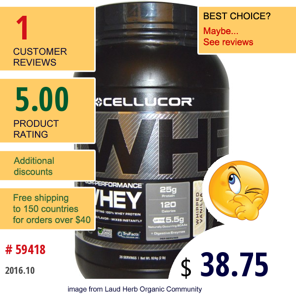 Cellucor, Cor-Performance, Whey Whipped Vanilla, 2 Lb (924 G) Cellucor, Cor-Performance, Whey Whipped Vanilla, 2 Lb (924 G)