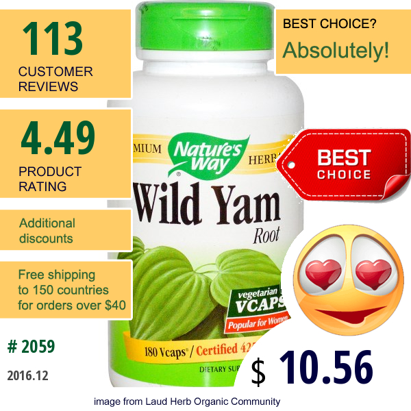 Natures Way, Wild Yam Root, 425 Mg, 180 Vcaps