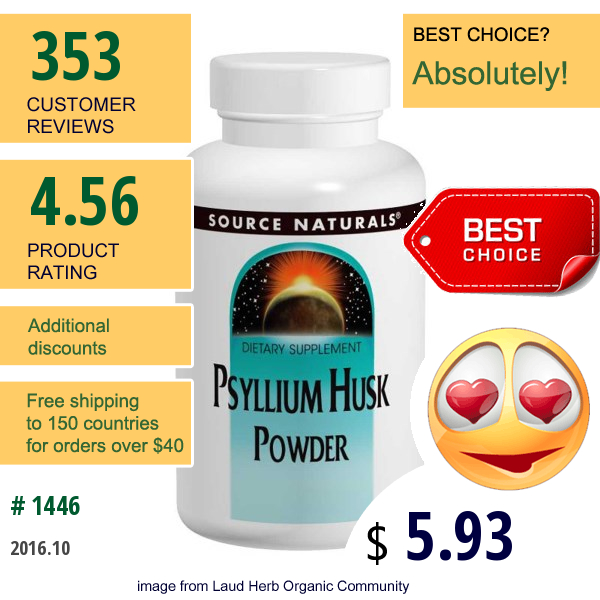 Source Naturals, Psyllium Husk Powder, 12 Oz (340 G)
