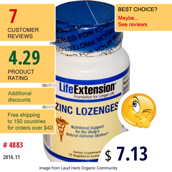 Life Extension, Zinc Lozenges, 75 Lozenges  