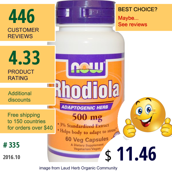 Now Foods, Rhodiola, 500 Mg, 60 Veggie Caps