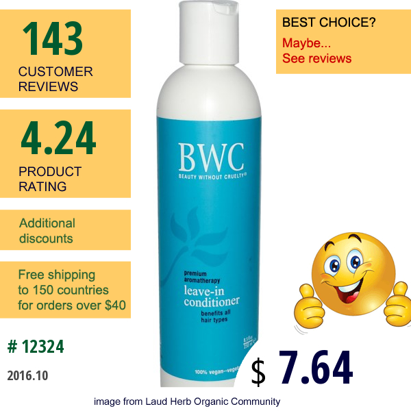 Beauty Without Cruelty, Leave-In Conditioner, 8.5 Fl Oz (250 Ml)