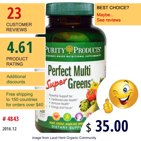 Purity Products, Perfect Multi Super Greens, 120 Veggie Caps