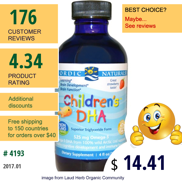 Nordic Naturals, Childrens Dha, Strawberry, 4 Fl Oz (119 Ml)