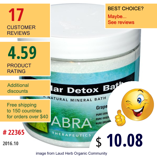 Abra Therapeutics, Cellular Detox Bath, Grapefruit & Juniper, 17 Oz (482 G)