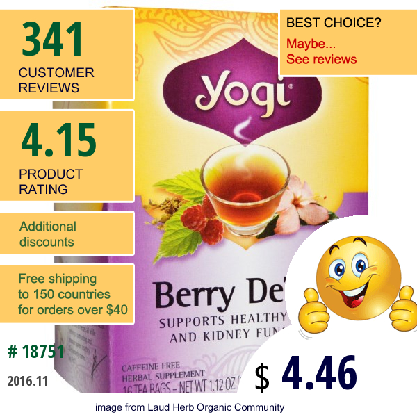 Yogi Tea, Berry Detox, Caffeine Free, 16 Tea Bags, 1.12 Oz (32 G) Yogi Tea, Berry Detox, Caffeine Free, 16 Tea Bags, 1.12 Oz (32 G)
