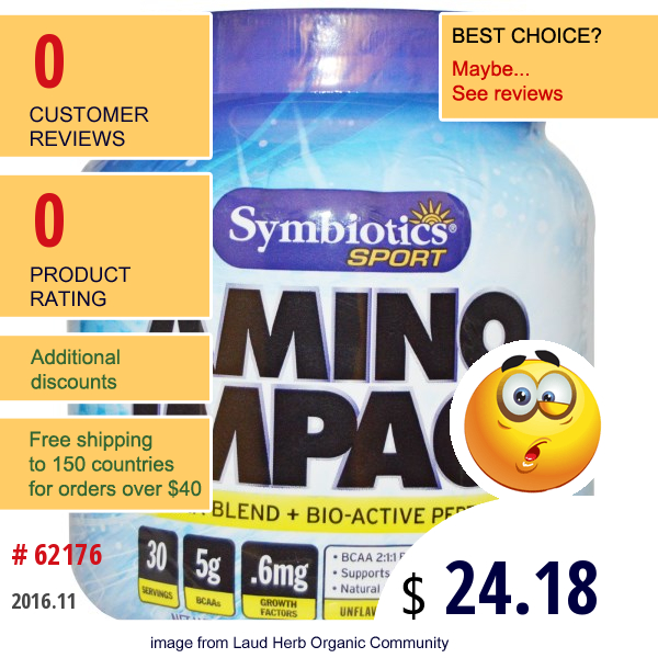 Symbiotics, Sport Amino Impact, Unflavored Powder, 10.6 Oz (300 G)  