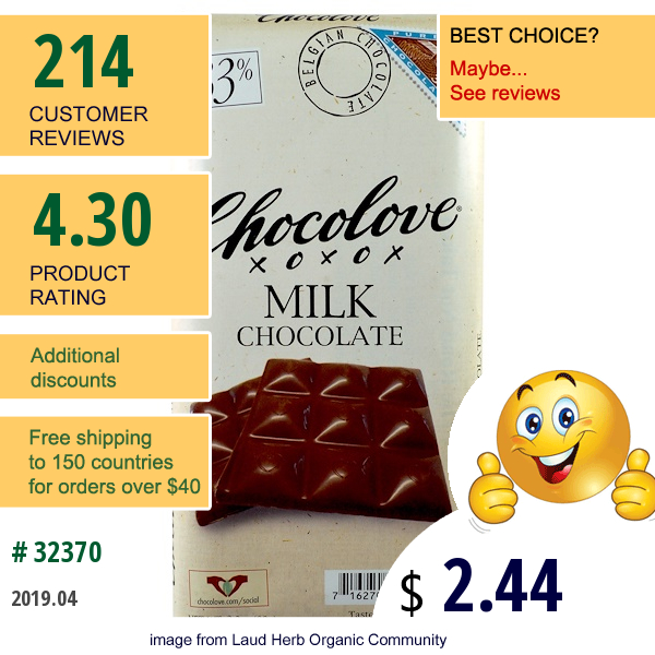 Chocolove, Milk Chocolate, 3.2 Oz (90 G)