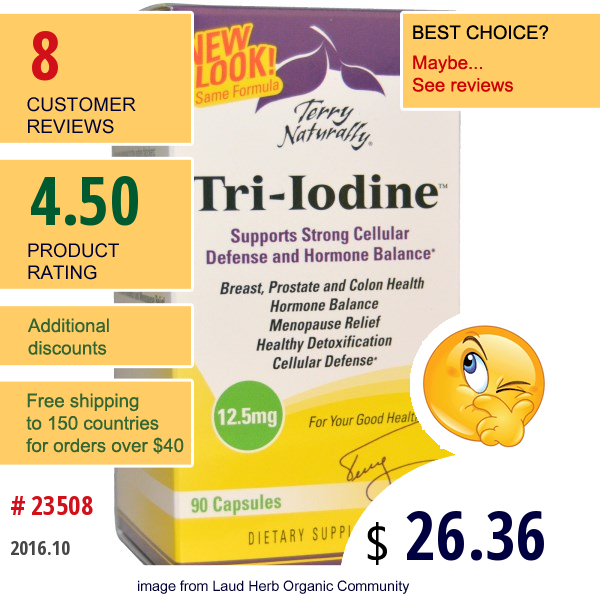 Europharma, Terry Naturally, Tri-Iodine, 12.5 Mg, 90 Capsules