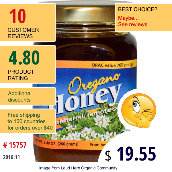 North American Herb & Spice Co., Wild Oregano Honey, 9.40 Oz (266 G)