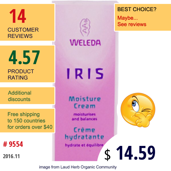 Weleda, Iris, Moisture Cream, 1.03 Oz (29.1 G)  