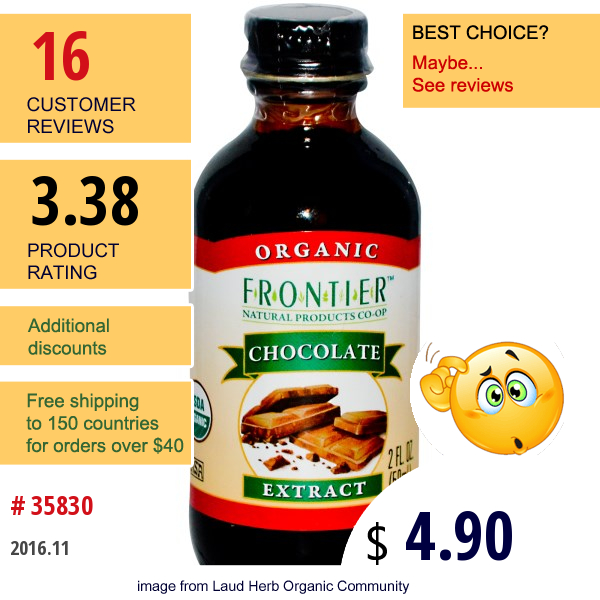 Frontier Natural Products, Organic Chocolate Extract, 2 Fl Oz (59 Ml)