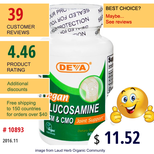 Deva, Glucosamine Msm & Cmo, Vegan, 90 Tablets