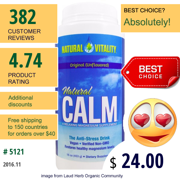 Natural Vitality, Natural Calm, The Anti-Stress Drink, Original (Unflavored), 16 Oz (453 G)