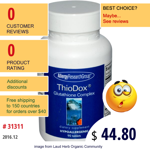 Allergy Research Group, Thiodox, Glutathione Complex, 90 Tablets  