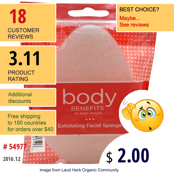 Body Benefits, By Body Image, Exfoliating Facial Sponge, 1 Sponge