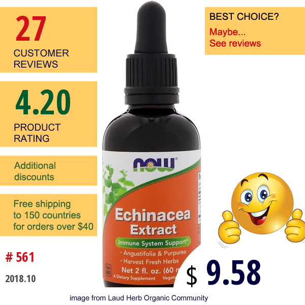 Now Foods, Echinacea Extract, 2 Fl Oz (60 Ml) Now Foods, Echinacea Extract, 2 Fl Oz (60 Ml)