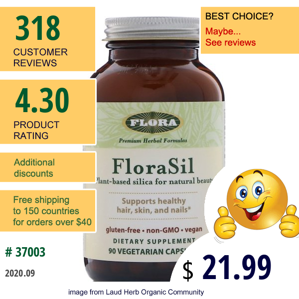 Flora, Florasil, Plant Based Silica For Natural Beauty, 90 Vegetarian Capsules