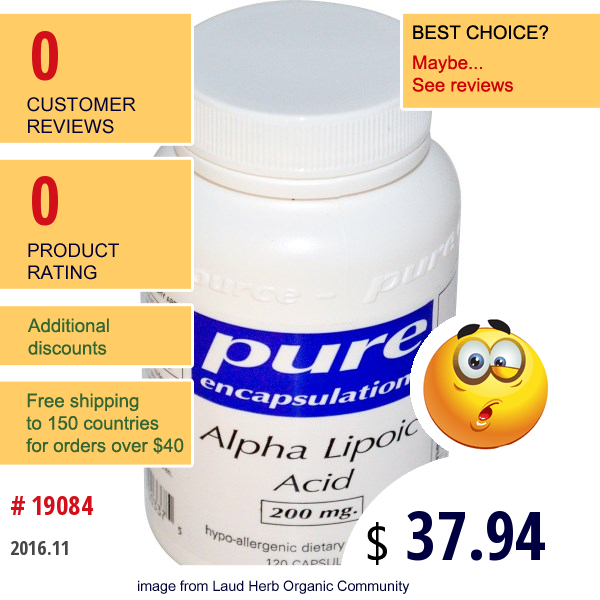 Pure Encapsulations, Alpha Lipoic Acid, 200 Mg, 120 Capsules  