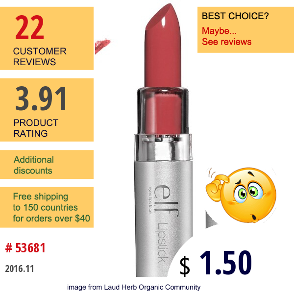 E.l.f. Cosmetics, Lipstick, Charming, 0.12 Oz (3.5 G)  
