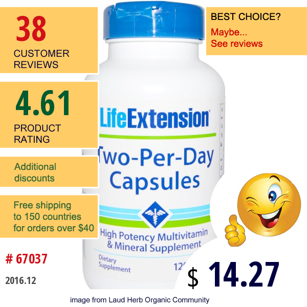 Life Extension, Two-Per-Day Capsules, 120 Capsules