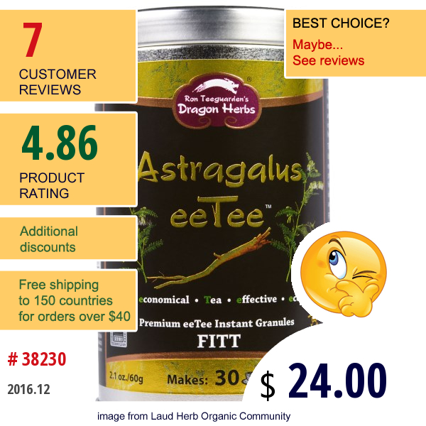 Dragon Herbs, Astragalus Eetee, Premium Eetee Instant Granules, 2.1 Oz (60 G)