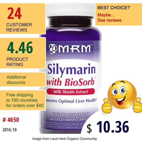 Mrm, Silymarin With Biosorb, 60 Veggie Caps