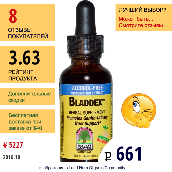 Natures Answer, Bladdex Травяная Добавка, Без Спирта 1 Жидких Унции (30 Мл)  