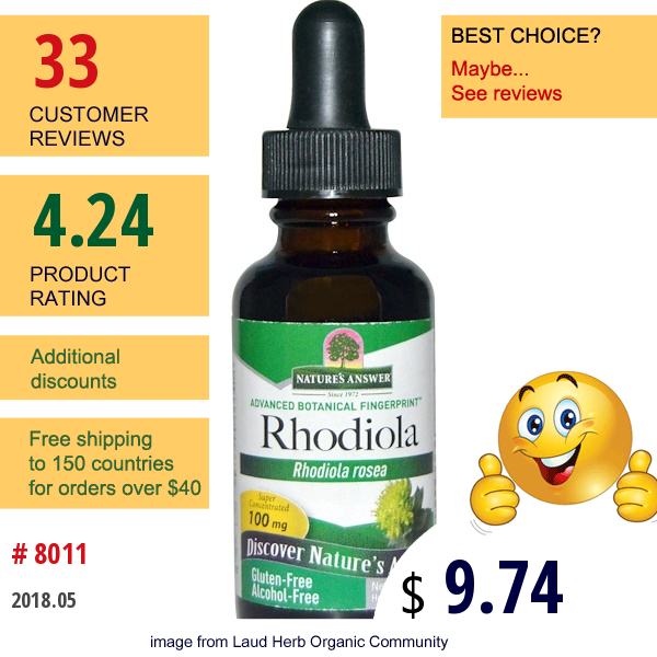 Natures Answer, Rhodiola, Rhodiola Rosea, 100 Mg, 1 Fl Oz (30 Ml)