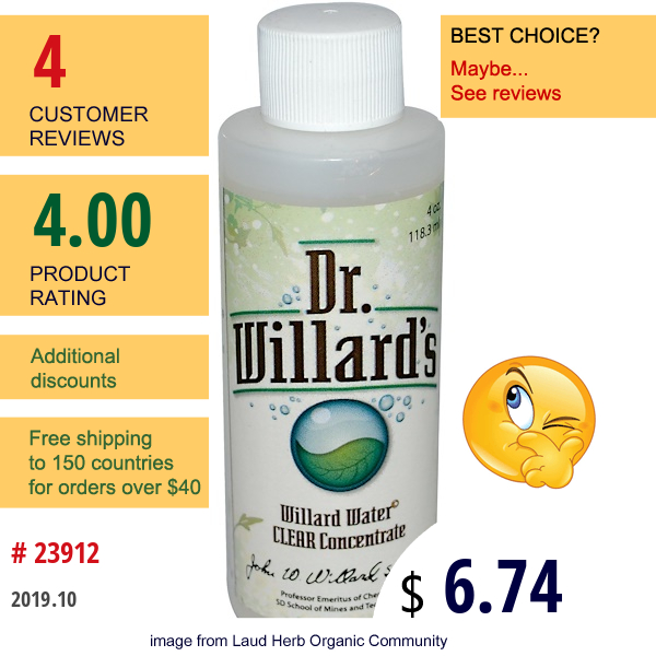 Willard, Willard Water Clear Concentrate, 4 Oz (118.3 Ml)  