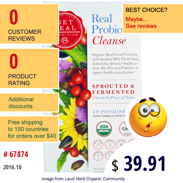 Get Real Nutrition, Real Probiotic Cleanse, 90 Organic Capsules