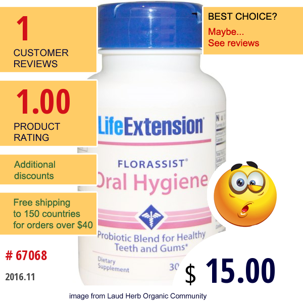 Life Extension, Florassist, Oral Hygiene, 30 Lozenges  
