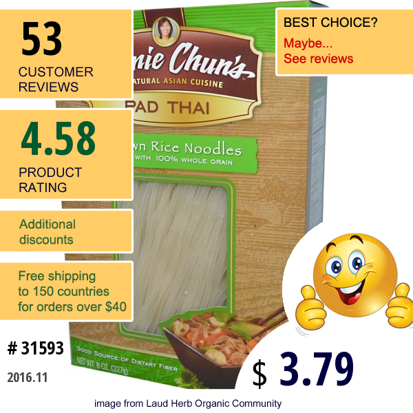 Annie Chuns, Pad Thai, Brown Rice Noodles, 8 Oz (227 G) Annie Chuns, Pad Thai, Brown Rice Noodles, 8 Oz (227 G)