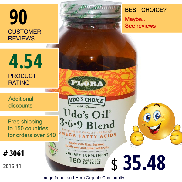 Flora, Udos Choice, Udos Oil 3·6·9 Blend, 180 Veggie Softgels