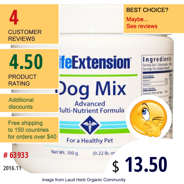 Life Extension, Dog Mix, 3.52 Oz (100 G)  