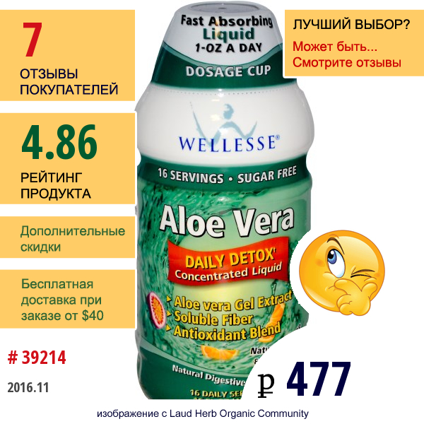 Wellesse Premium Liquid Supplements, Алоэ Вера, Без Сахара, Натуральный Вкус Апельсина И Маракуйи 16 Жидких Унции (480 Мл)  