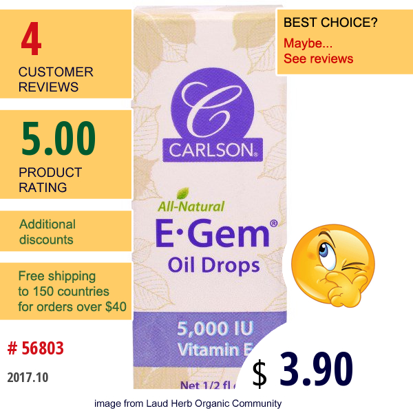 Carlson Labs, E-Gem Oil Drops, 1/2 Fl Oz  