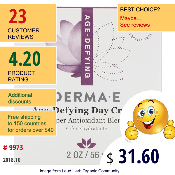 Derma E, Age-Defying Day Cream, 2 Oz (56 G) Derma E, Age-Defying Day Cream, 2 Oz (56 G)