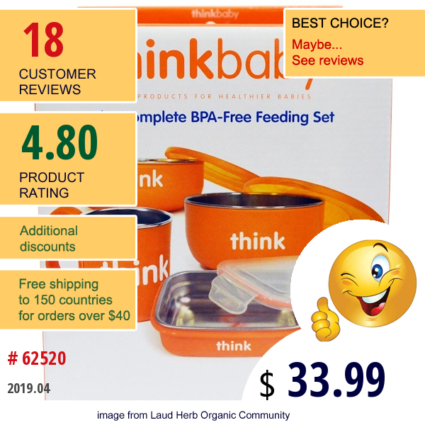 Think, Thinkbaby, The Complete Bpa-Free Feeding Set, Orange, 1 Set