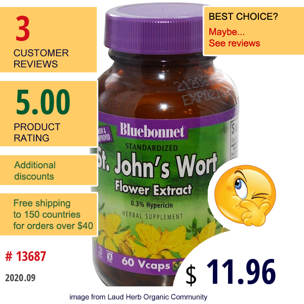Bluebonnet Nutrition, St. John'S Wort Flower Extract, 60 Veggie Caps  
